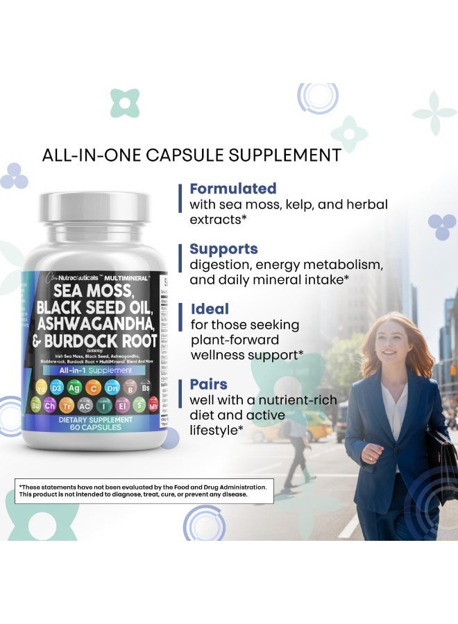 Clean Nutraceuticals Sea Moss Black Seed Oil Ashwagandha Turmeric Bladderwrack Burdock & Vitamin C Vitamin D3 with Elderberry Manuka Dandelion Yellow Dock Iodine Chlorophyll ACV - Image 5